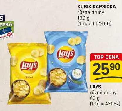 LAYS různé druhy 60 g