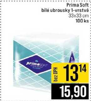 Prima Soft bílé ubrousky 1-vrstvé 33x33 cm 100 ks