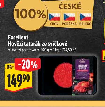 Excellent Hovězí tatarák ze svíčkové 200 g