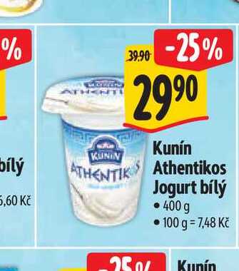  Kunín Athentikos Jogurt bílý 400 g  
