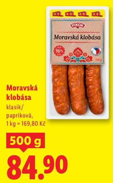 Moravská klobása, 500 g