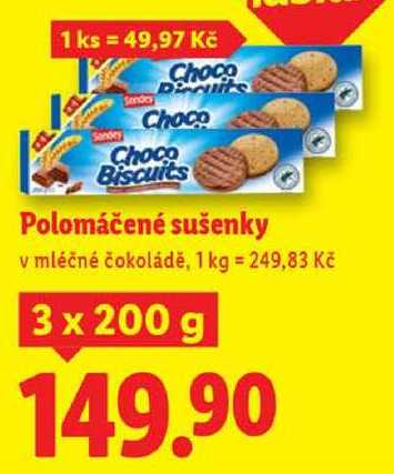 Polomáčené sušenky, 3x 200 g