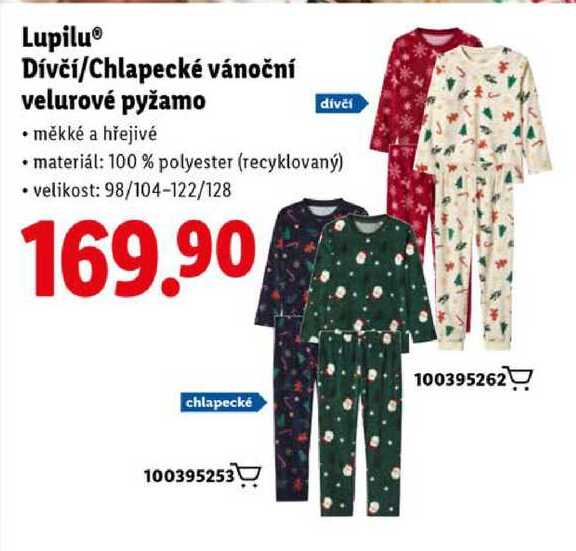 Lupilu Dívčí/Chlapecké vánoční velurové pyžamo