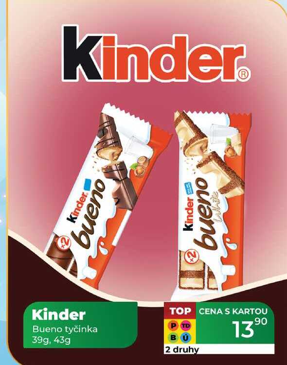 Kinder Bueno tyčinka 39g, 43g 