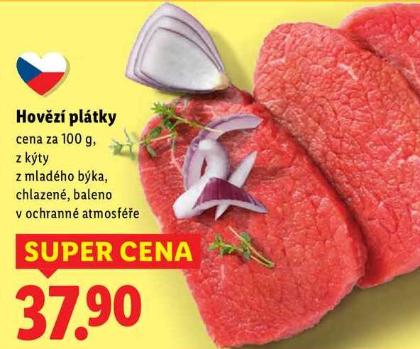 Hovězí plátky, cena za 100 g