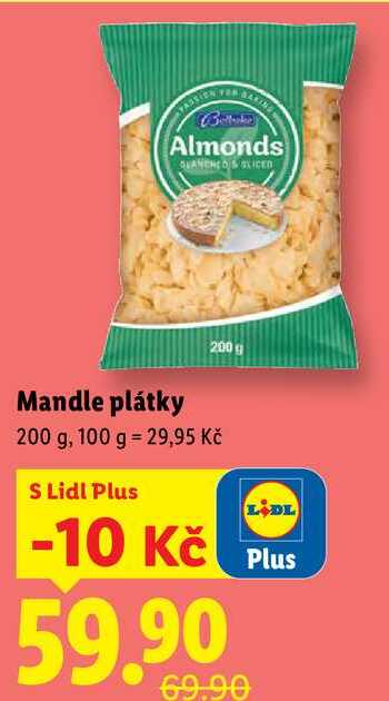 Mandle plátky, 200 g