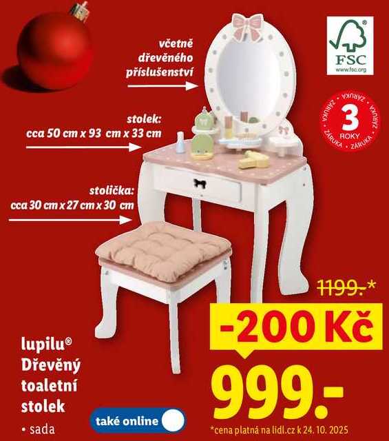 lupilu Dřevěný toaletní stolek