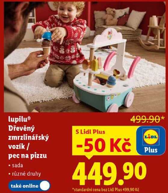 lupilu Dřevěný zmrzlinářský vozík/pec na pizzu