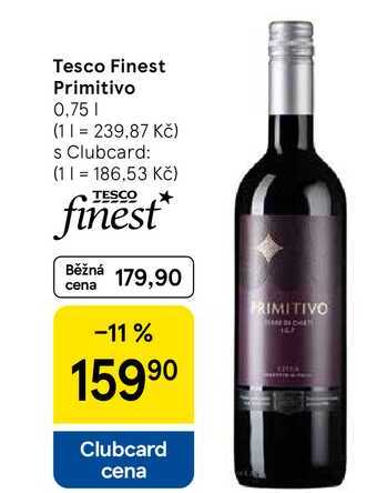 Tesco Finest Primitivo, 0,75 l