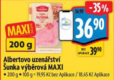 Albertovo uzenářství Šunka výběrová MAXI, 200 g
