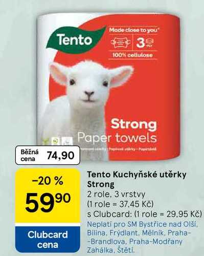 Tento Kuchyňské utěrky Strong, 2 role, 3 vrstvy