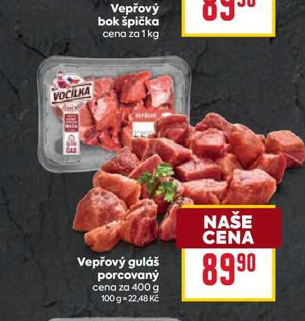 Vepřový guláš porcovaný cena za 400 g