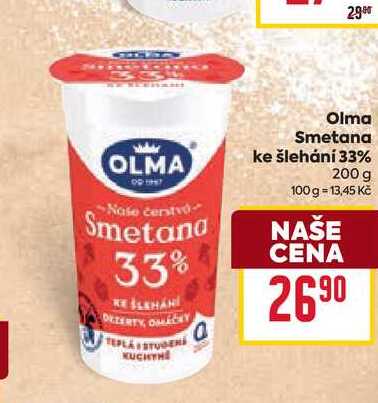 Olma Smetana ke šlehání 33% 200 g