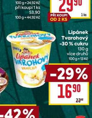 Lipánek Tvarohový -30% cukru 130 g 