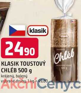 KLASIK TOUSTOVÝ CHLÉB 500 g krájený, balený