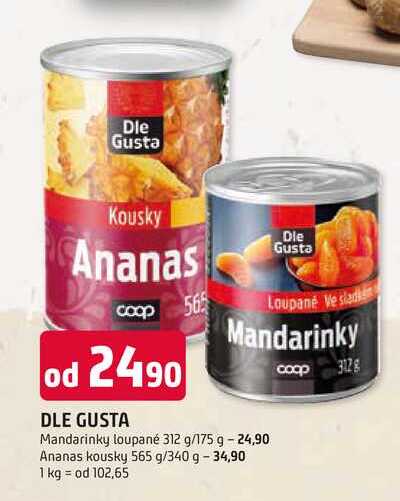 Dle Gusta Mandarinky loupané 312 g/175 g
