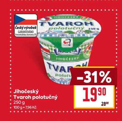 Jihočeský Tvaroh polotučný 250 g