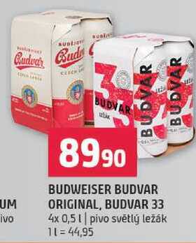 Budweiser budvar original, 33 4x0,5l