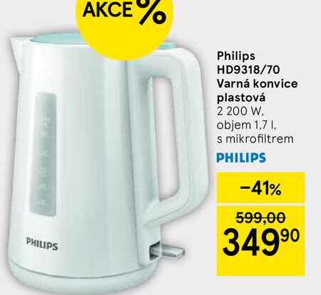 Philips HD9318/70 Varná konvice plastová 2 200 W. objem 1.7 l, s mikrofiltrem