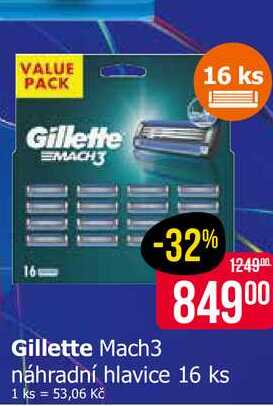 Gillette Mach3 náhradní hlavice 16 ks 