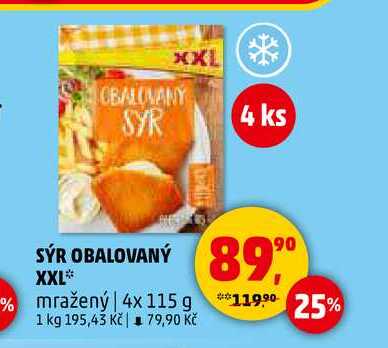 SÝR OBALOVANÝ XXL, 4x 115 g