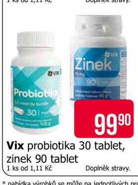 Vix probiotika 30 tablet, zinek 90 tablet