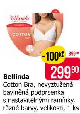 Bellinda Cotton Bra, nevyztužená bavlněná podprsenka s nastavitelnými ramínky, různé barvy, velikosti, 1 ks 