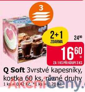 Q Soft 3vrstvé kapesníky, kostka 60 ks, různé druhy