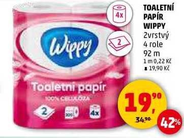 TOALETNÍ PAPÍR WIPPY, 4 role