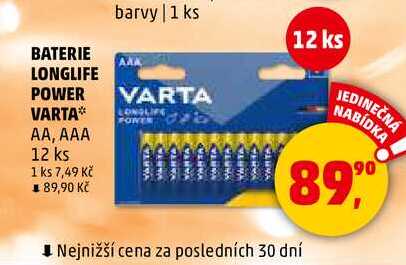 BATERIE LONGLIFE POWER VARTA, 12 ks