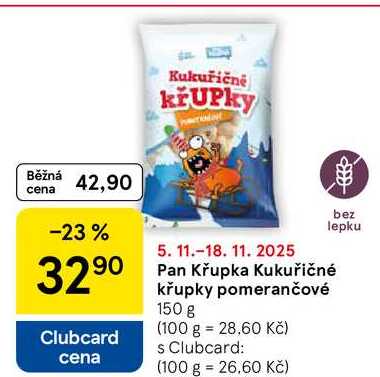 Pan Křupka Kukuřičné křupky pomerančové, 150 g