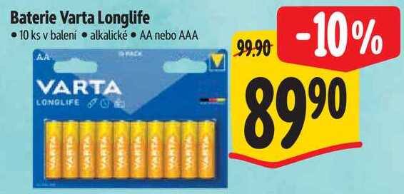 Baterie Varta Longlife, 10 ks