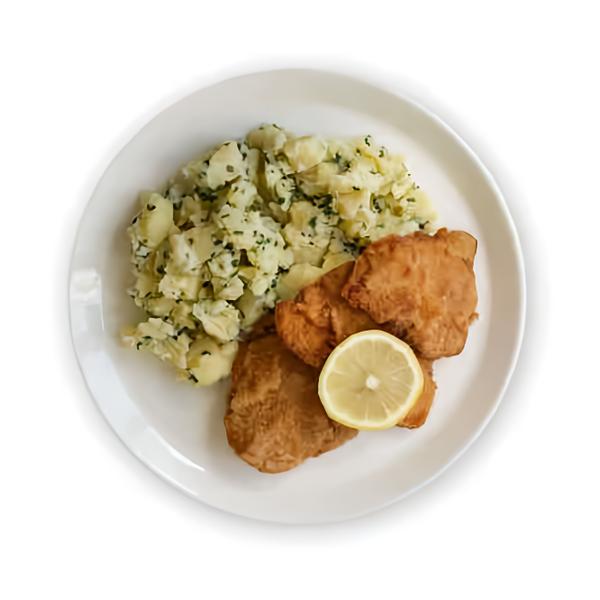 Hotovky by Košík Řízky z vepřové panenky, mačkané brambory s máslem