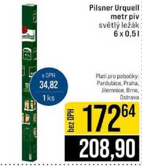 Pilsner Urquell metr piv světlý ležák 6 x 0,5 l