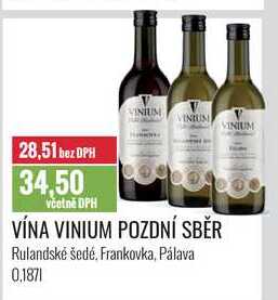 VÍNA VINIUM POZDNÍ SBĚR 0,187l