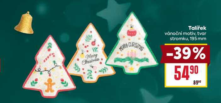 Talířek vánoční motiv, tvar stromku, 195 mm 