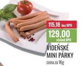 VÍDEŇSKÉ MINI PÁRKY cena za 1Kg
