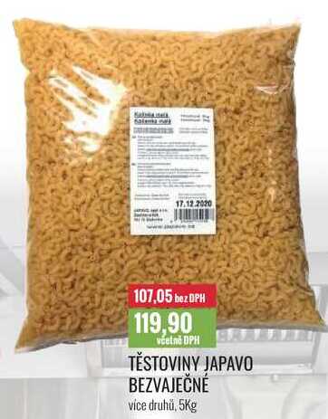 TĚSTOVINY JAPAVO BEZVAJEČNÉ 5Kg 