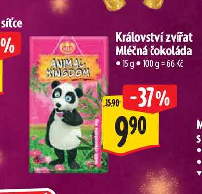   Království zvířat Mléčná čokoláda 15 g 