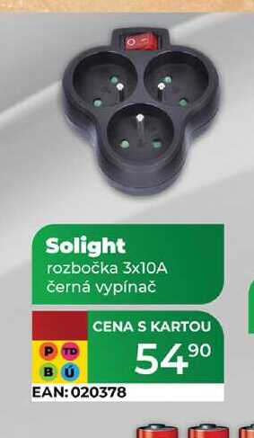 Solight rozbočka 3x10A černá vypínač 