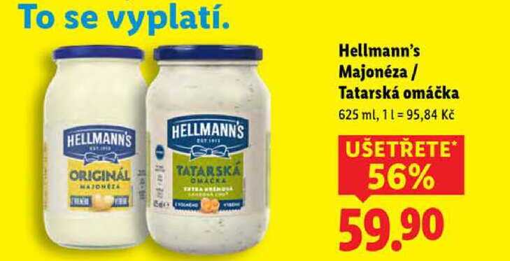 Hellmann's Majonéza/Tatarská omáčka, 625 ml