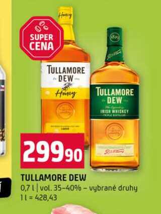 TULLAMORE DEW 0,7l vol. 35-40% vybrané druhy 