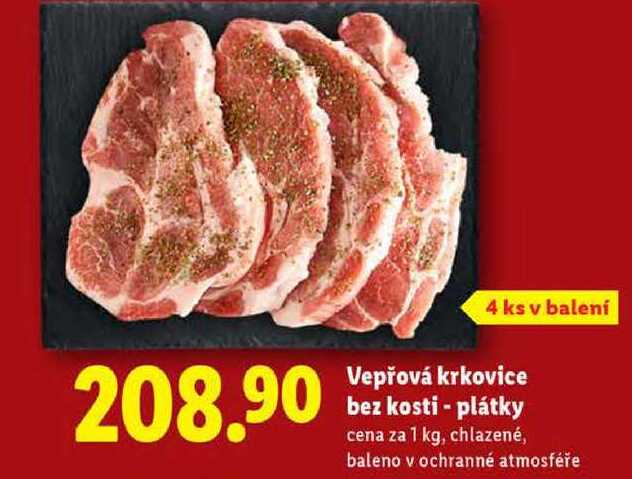 Vepřová krkovice bez kosti - plátky, cena za 1 kg