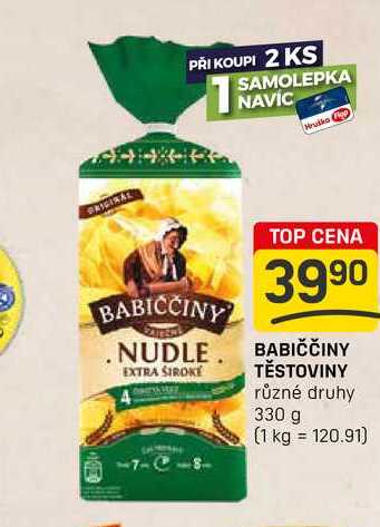 BABIČČINY TĚSTOVINY různé druhy 330 g