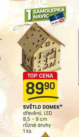 SVĚTLO DOMEK dřevěný, LED 8,5-9 cm různé druhy 1 ks 