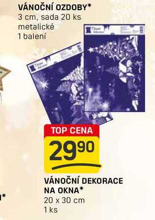 VÁNOČNÍ DEKORACE NA OKNA 20 x 30 cm 1 ks