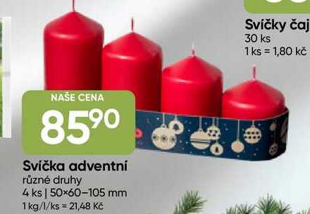 Svíčka adventní různé druhy 4 ks | 50×60-105 mm 