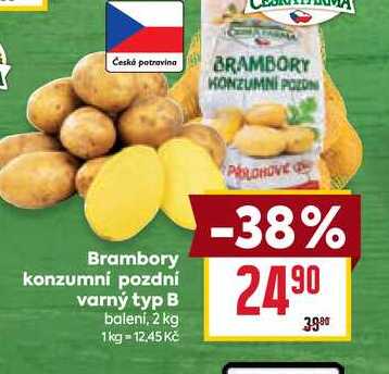 Brambory konzumní pozdní varný typ B baleni, 2 kg