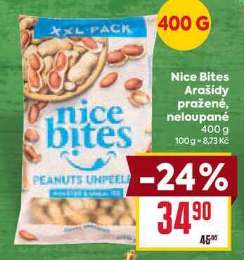 Nice Bites Arašídy pražené, neloupané 400 g