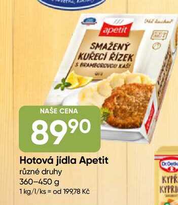 Hotová jídla Apetit různé druhy 360-450 g 